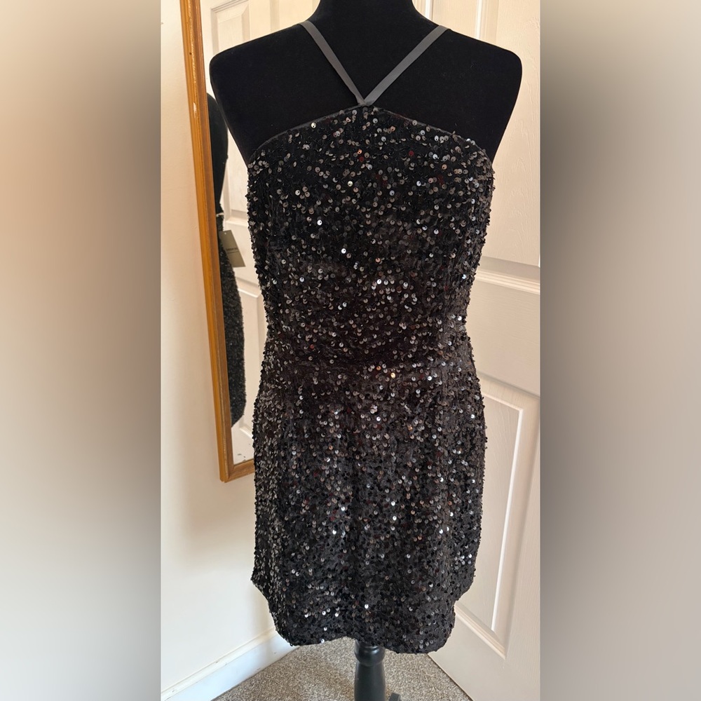 Eesome New Black Sequin Mini Dress‎ Sz Large party low back sexy